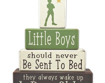 Peter Pan Nursery - little boys quote - Peter Pan - wood blocks