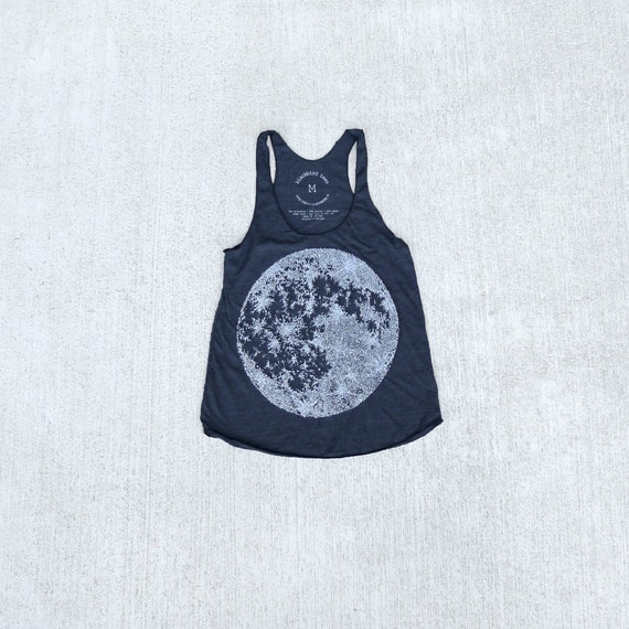 MOON tank top for women. Racerback tank top by blackbirdtees