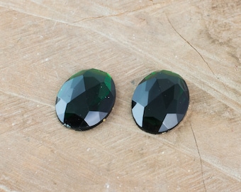 Faceted Emerald Green Acrylic Flat Back Cabochons 40x30mm cab787F