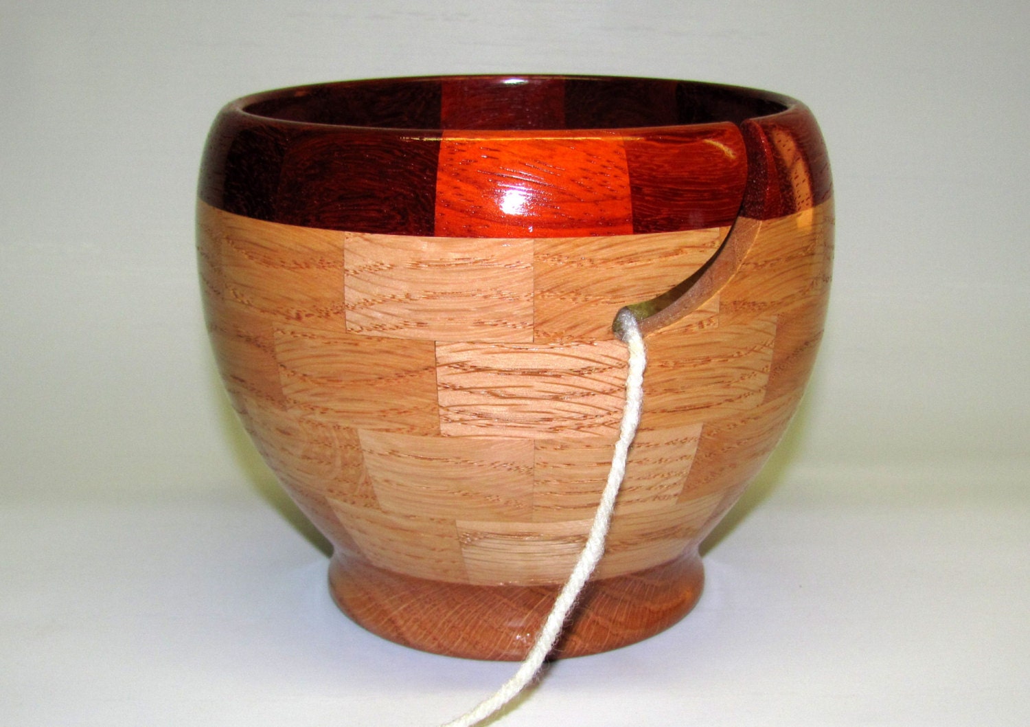 Segmented Oak and Padauk Wood Yarn Bowl 166