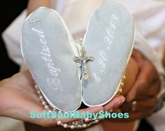 Baptism gift - leather baby shoes -personalized girl or boy leather shoes -leather baptism shoes, baptism booties