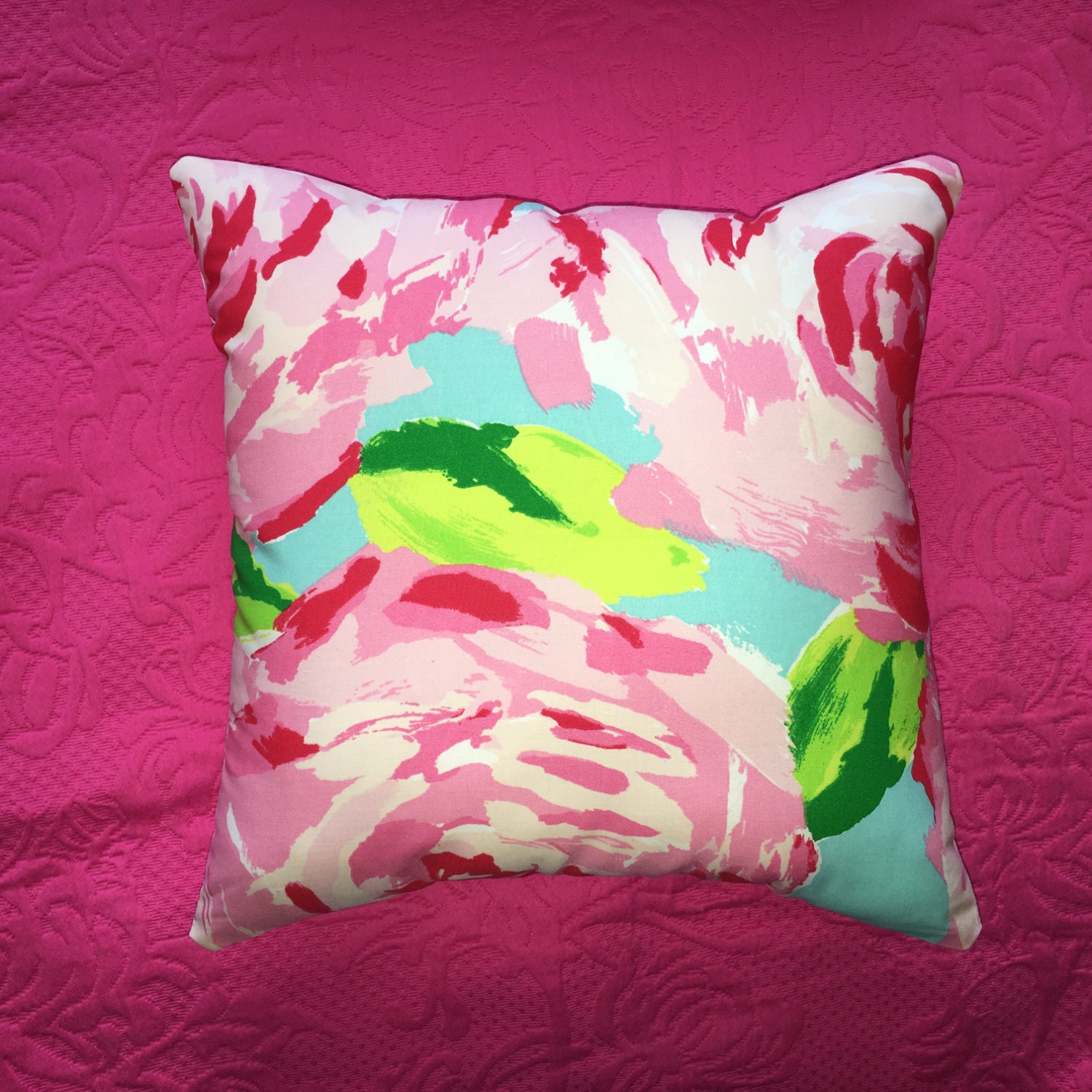 New Pillow Made With Lilly Pulitzer Hotty Pink First