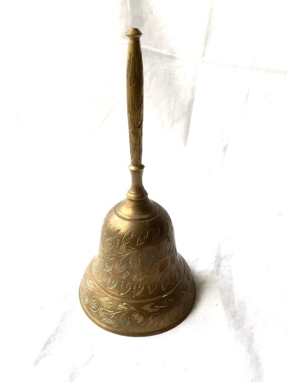 Ornate Brass Bell Vintage Solid Brass Bell Ornately Engraved