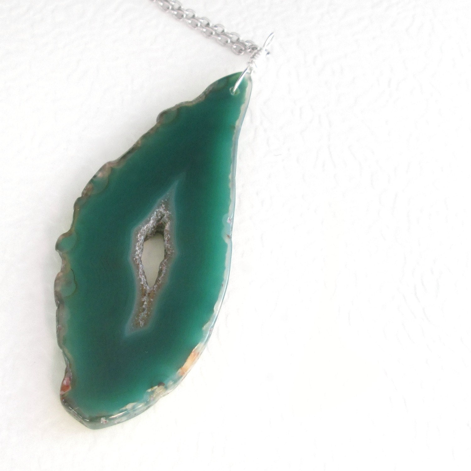 Green Geode Necklace Druzy Agate Jewelry Made in by cindylouwho2