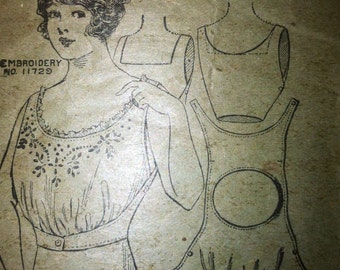 1900's Corset cover sewing pattern 1907 bust 34 vintage Titanic Downton Abbey era No. 5525 turn of the century