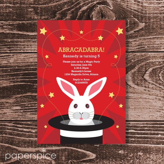 Magic Party Invitation – DIY Printable Personalized – Kids Birthday (Digital File) Il_570xn