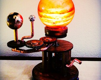 Earth orrery Himalayan salt lamp sun
