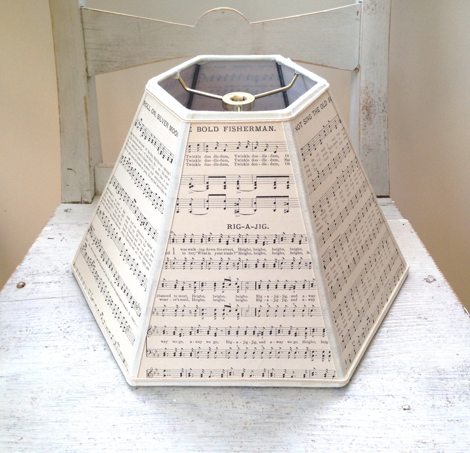 Music Lamp Shade Paper Lampshade Vintage Sheet by lampshadelady