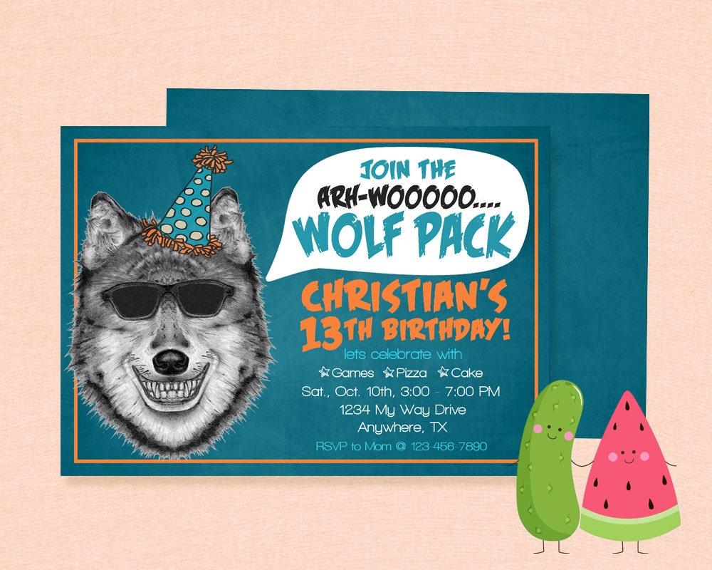 Wolf Invitation Wolf Pack Birthday Wolf Birthday Party