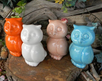 Owl Ceramic Statue glazed Barn Hoot owl Home and garden Safe Modern Chic style