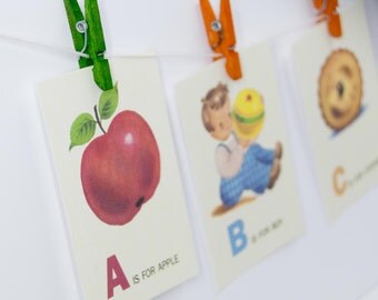 Z is for Zebra ABC Alphabet Vintage Style Flash Cards, Animal, Zoo, School, ABC, Alphabet, ABC flash cards, B is for Boy, Cat, Duck, Dog