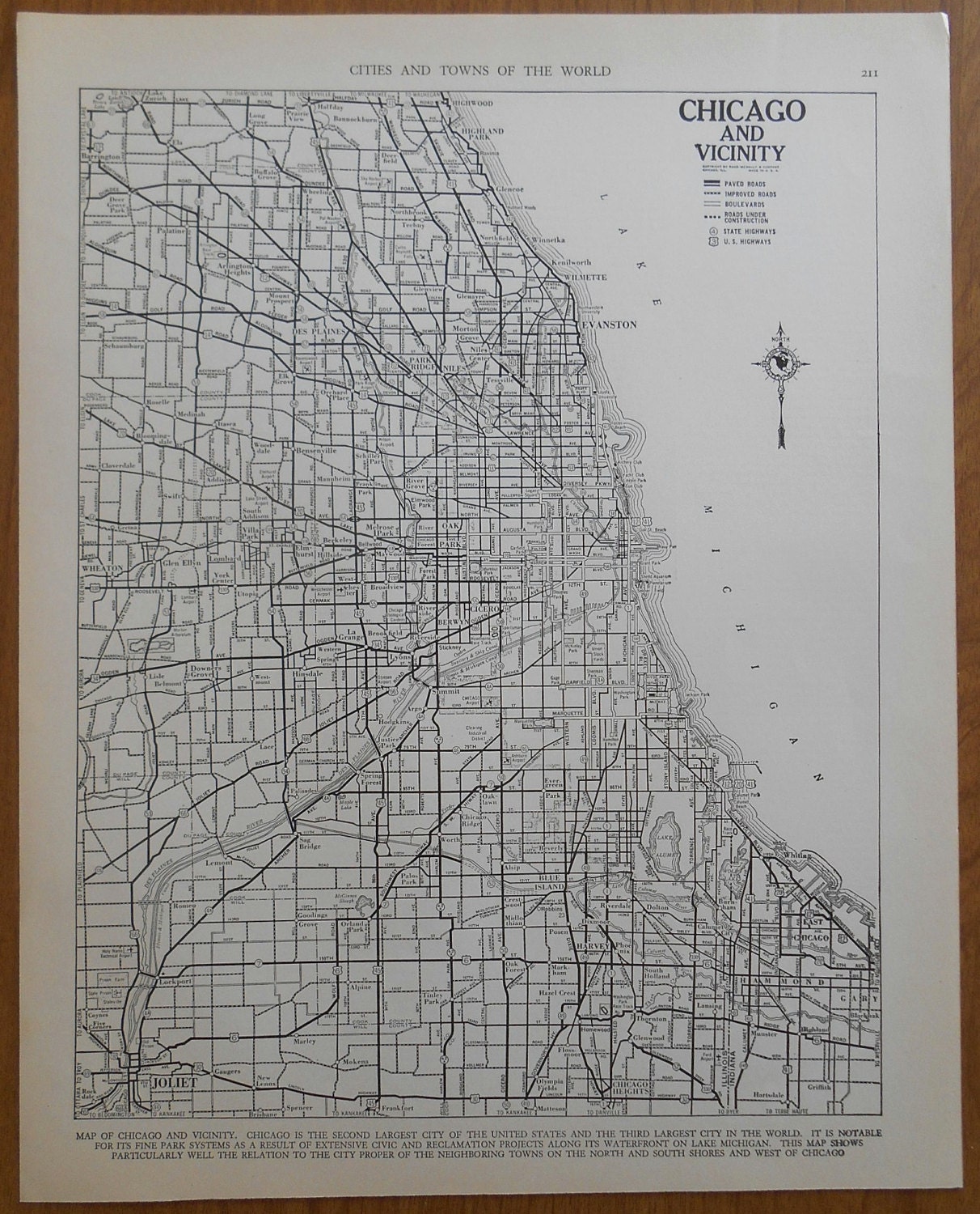 Vintage Chicago Street Map 1930s City Map By Moosehornvintage
