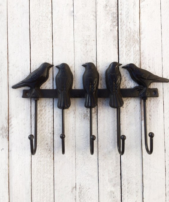 Bird Cast Iron Wall Hook Iron Wall Decor by CamillaCotton on Etsy