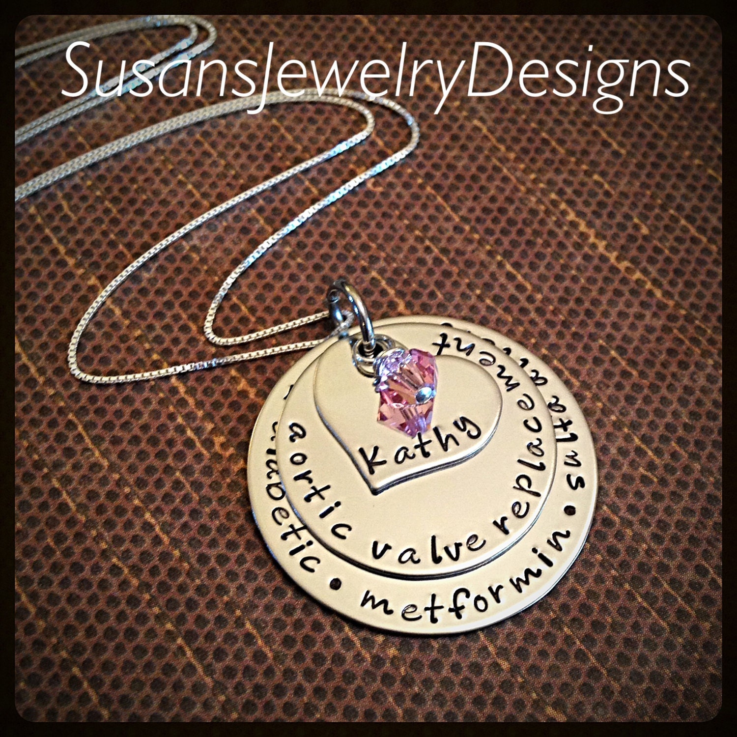 Medical Alert Necklace stainless steel 1 sided discs