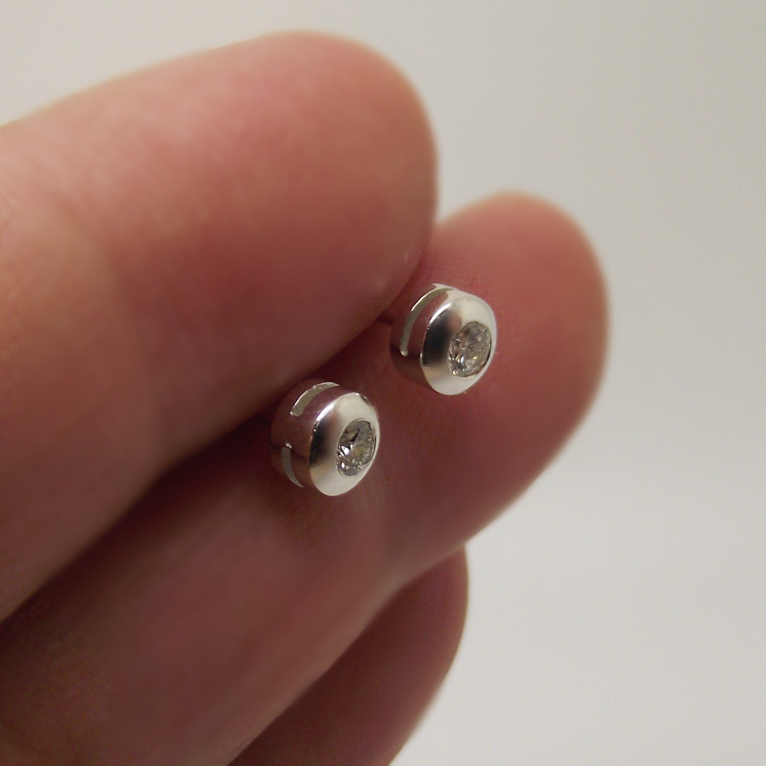 Bezel diamond stud earrings men's stud earrings