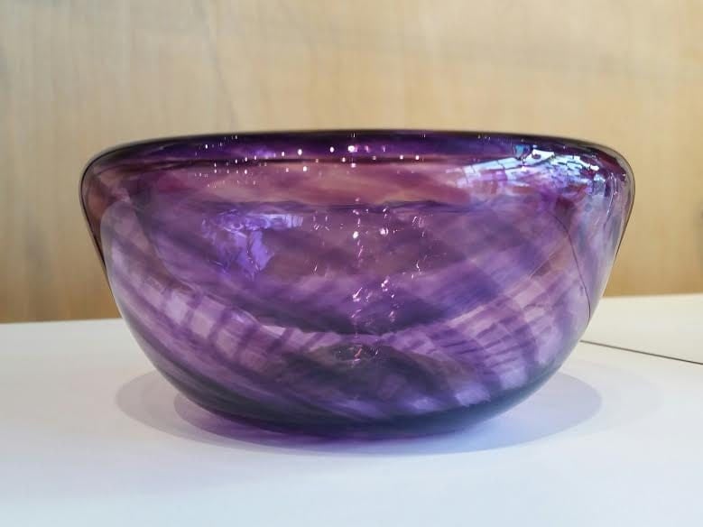 Purple Blown Glass Bowl 4.5 Double-Wall Style Made in