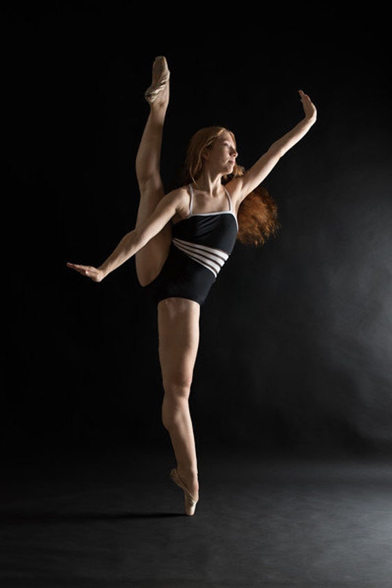 Camisole Leotard in Black with Wide White and Black Lattice