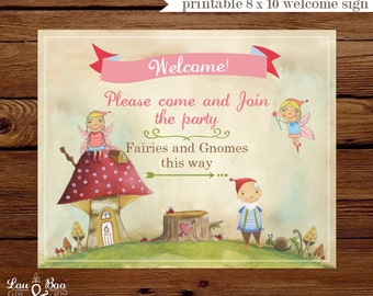 Printable WELCOME SIGN for Woodland Fairies and GNOMES - 8 x 10 Custom Welcome Sign fairy and elf