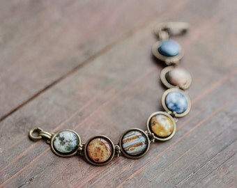 Solar system bracelet - Planet bracelet - Space jewelry - Galaxy jewelry - Science jewelry - Astronomy bracelet - Science gift (BT041)