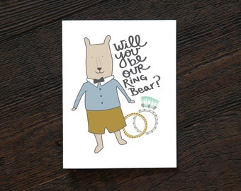 Engagement Wedding Greeting Card - Will you Be Ring Bear / Bearer- Wedding & Engagement, boy, cute, wedding party, nephew (WED207/308)