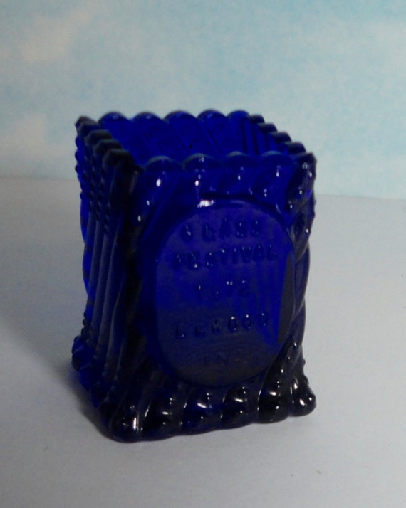Vintage Cobalt Blue Glass Toothpick Holder. Glass Festival