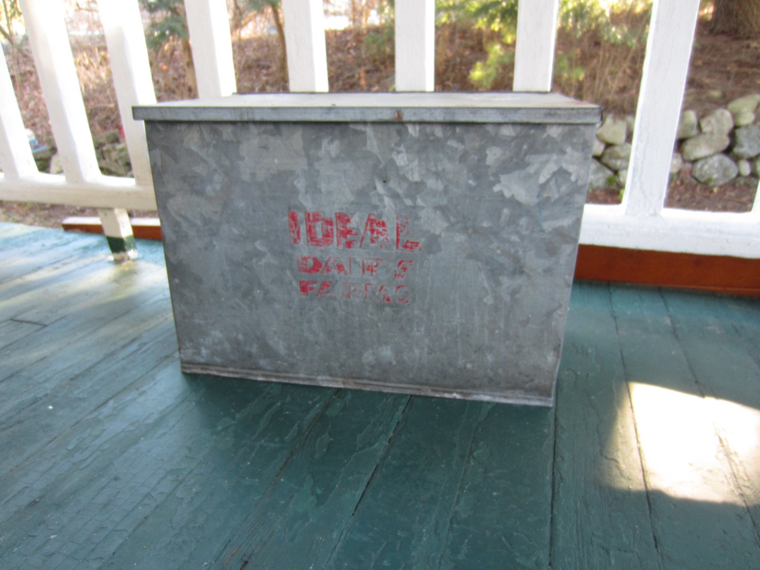 Vintage Ideal Milk Box Galvanized Metal Dairy Farm Milk Box