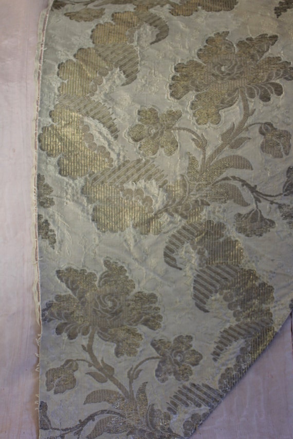 18th c French Silk Brocade Fabric Shimmering Gold threads