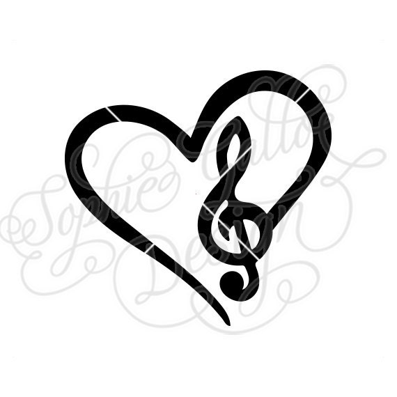 Download Musical Love Note SVG DXF PNG digital download files for