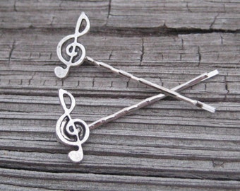 Music Notes, Treble Clef, Hair Pins, Music Note Charm, Bobby Pins, Treble Clef Bobby Pins, Rock n Roll, Hair Clips, Hair Slides, Music