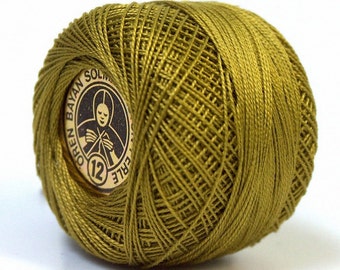 Oren Bayan Cotton Perle 12 #53 28779 Olive Green 100% Mercerized Cotton Embroidery Needlepoint Crochet Tatting Cross Stitch Thread 5gr 65y