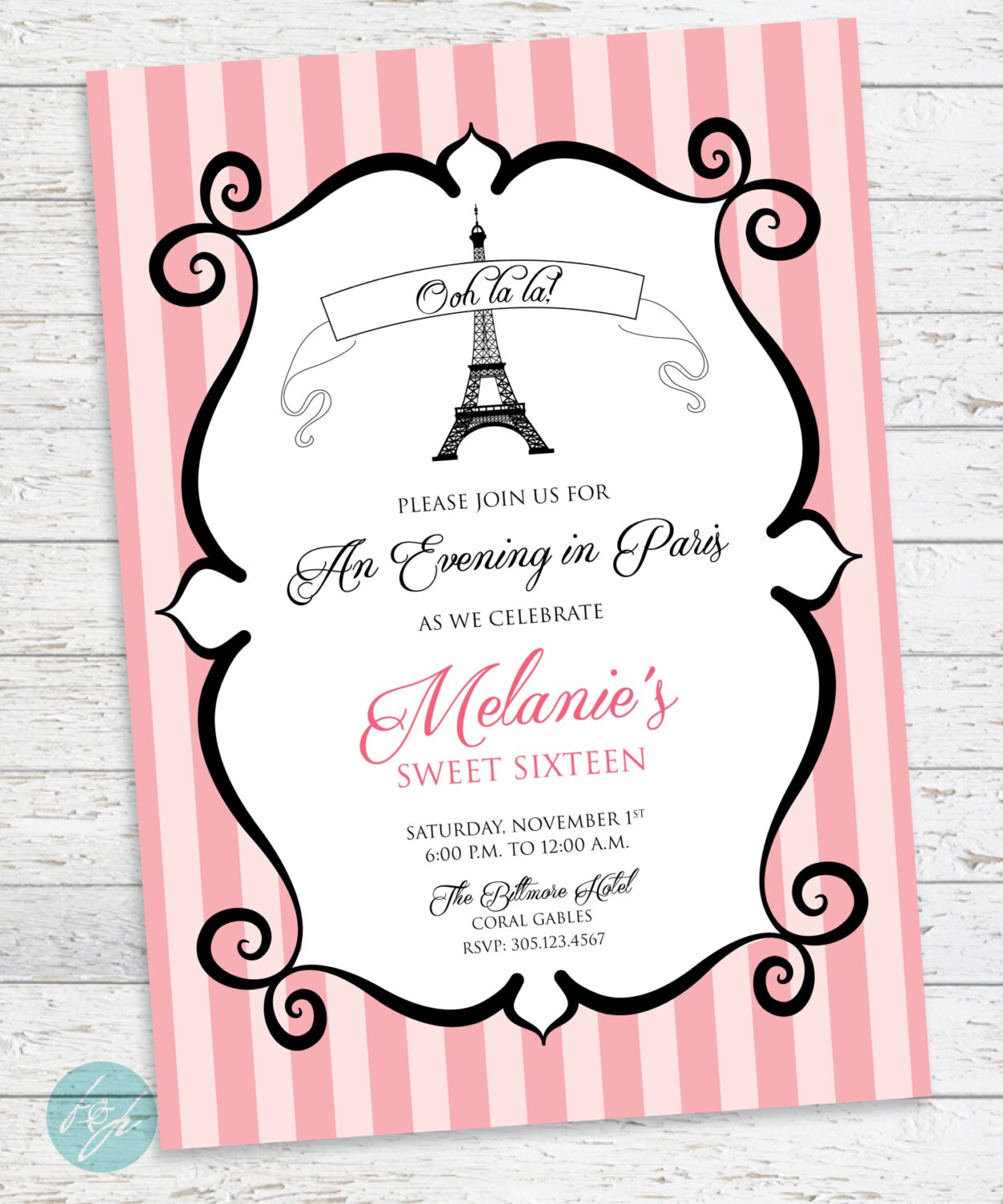 Parisian Birthday Invitation French Party Eiffel by FlairandPaper