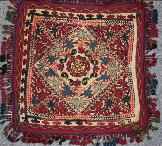 Kyrgyz Embroidered Square 19th Century Antique Global by ArtBarn