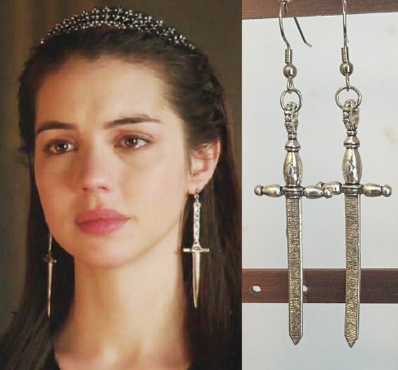 Mary Stuart Reign Silver Sword Earrings