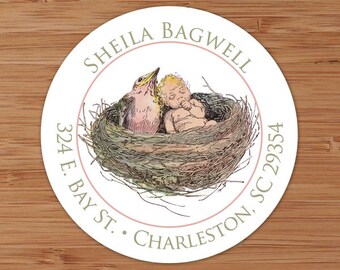 Baby Bird Nest - Custom Address Labels or Stickers