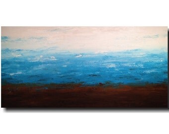 Original Abstract Large painting - 24 X 48 JMJartstudio- Feeling Blue-Wall art-wall decor - Blue painting-Oil painting