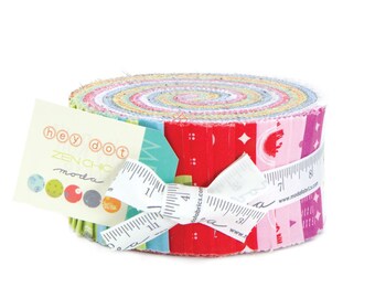 HEY DOT Jelly Roll - Zen Chic for Moda - 2.5" Inch Precut Fabric Strips - Bright Cheerful Modern Geometric Jelly Roll Fabric - Polka Dots