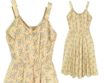 40s Dress * 1940s Vintage Sundress * Summer Dress * Sun Dress * XS