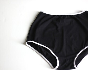 Black high waist retro panties / Hipster high waist underwear