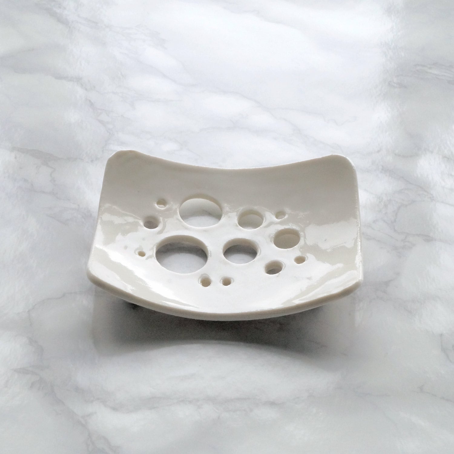 BUBBLE holes white glaze soap dish porcelain soap dish