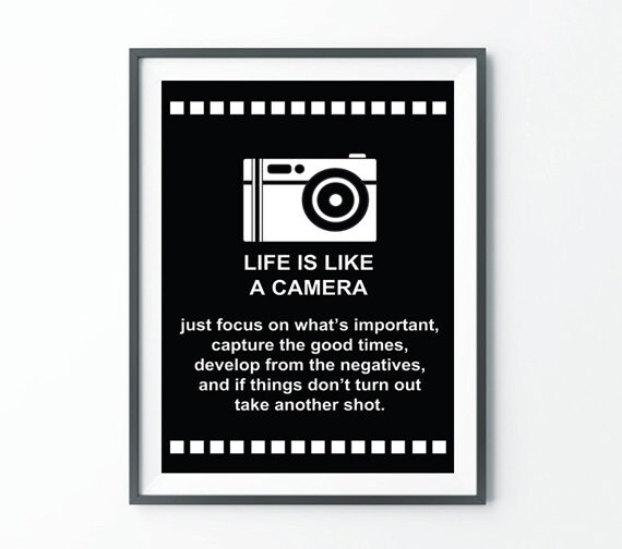 Life is Like A Camera Print Wall Art Life Poster by MILKANDPAPER