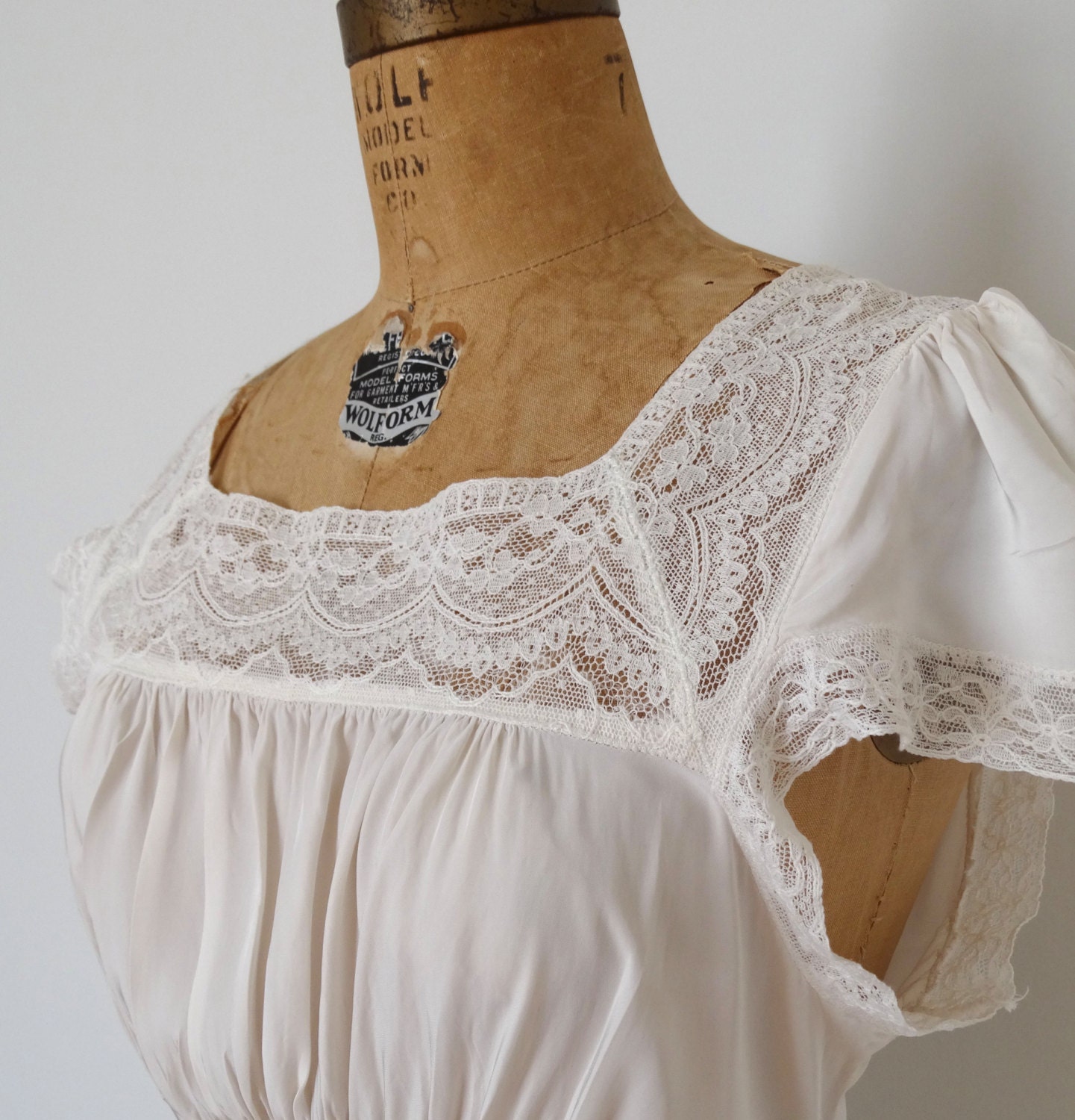 Vintage 1940s Nightgown 40s Lace Lingerie The Martha