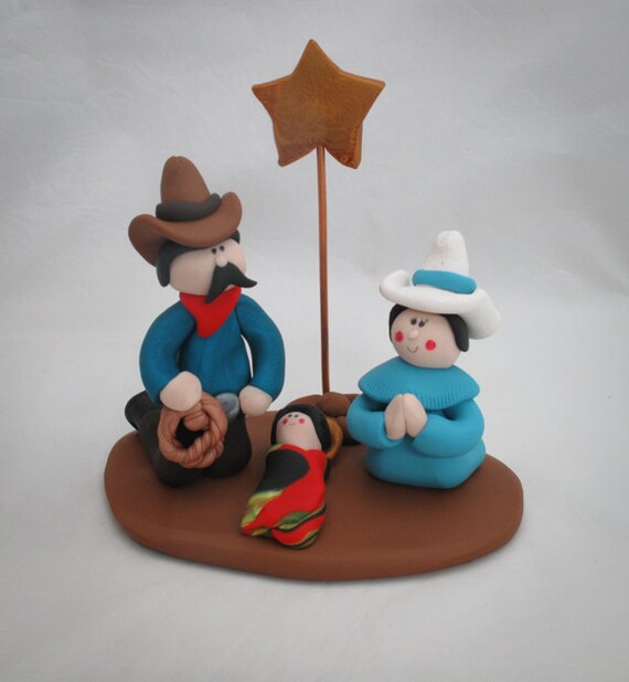 Western Cowboy Handmade Christmas Nativity Set