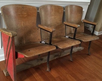 Theater Chairs. Theater Seats. Entryway Furniture. Wood Iron Folding Cinema Seats Industrial Furniture Decor Rustic Modern Bench Retro Warm