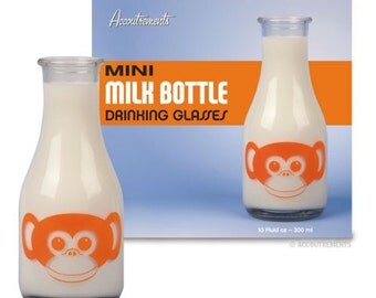 Monkey Drinking Glass Bottles 10oz SET of 2