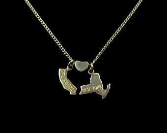 California Loves New York - State Charm Necklace