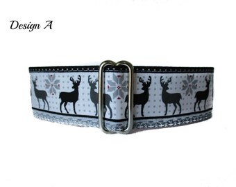 Christmas Martingale Collar, Reindeer Martingale Collar, Christmas Dog Collar Greyhound Martingale Christmas Dog Collar Snowflake Dog Collar