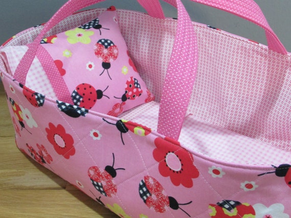 Doll Carrier Bitty Baby Size Ladybug Pink Lining
