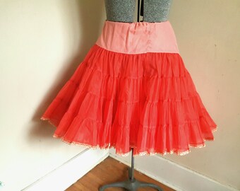 Vintage Red Petticoat 1950's Crinoline XXL