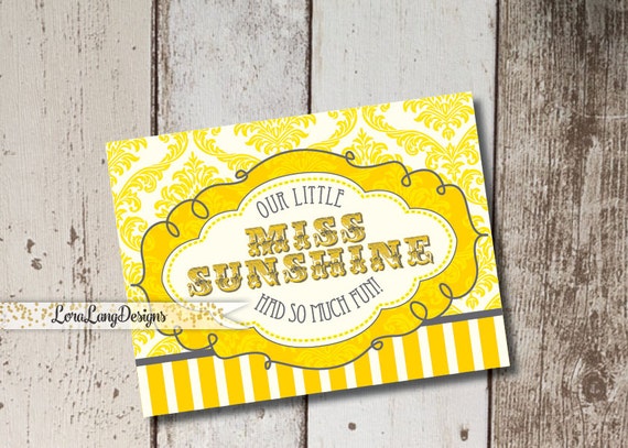 DIY Printable Little Miss Sunshine Thank You Cards INSTANT DOWNLOAD Il_570xn