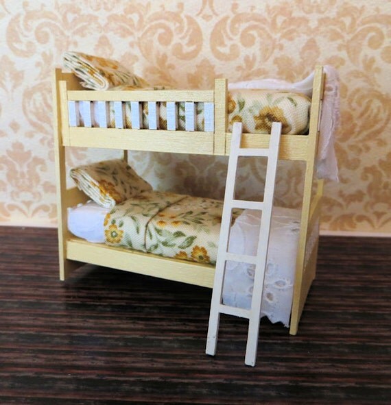 Handmade Dollhouse Dressed Bunk Bed In 124 Half Scale by